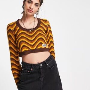 Ragged Priest Wavy Stripe Crop Sweater